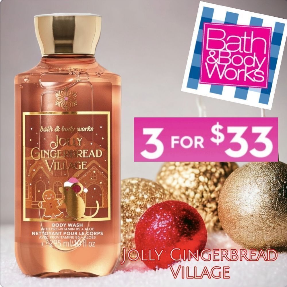 Bath & body works jolly gingerbread village body wash